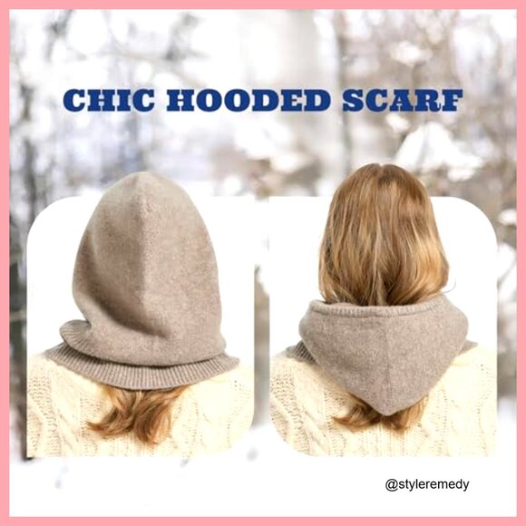 100% Merino Wool Balaclava Hooded Scarf Hat Set Winter Warm main image 4